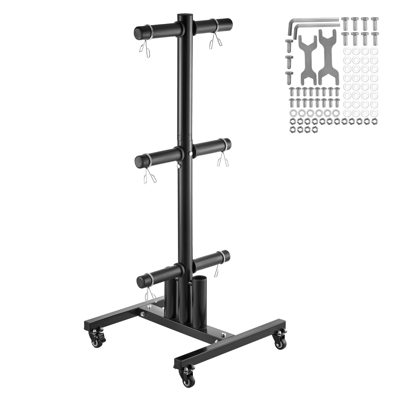 weight plate rack, vertical weight plate tree for 2 inch weight plates, standard weight plate tree with wheels, 1000 lbs load capacity weight storage holder, home gym barbell rack storage stand