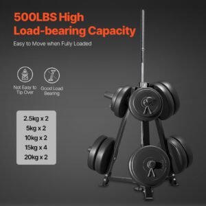 weight plate rack, weight plate tree for 2 inch weight plates, standard weight plate tree, 300 lbs load capacity weight storage holder, home gym barbell rack storage stand, black