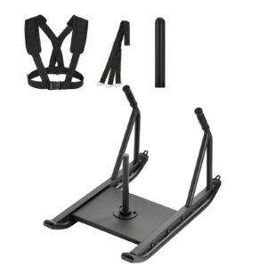 Weight Sled, Steel Power Sled, Fitness Strength Training Sleds for Athletic Exercise Speed Improvement, Workout Fitness Equipment with Handle, Compatible with 1/2 in Weight Plates, Black