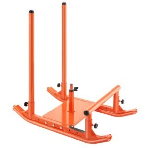 Weight Sled, Steel Power Sled, Fitness Strength Training Sleds for Athletic Exercise Speed Improvement, Workout Fitness Equipment with Handle, Compatible with 1/2 in Weight Plates, Orange