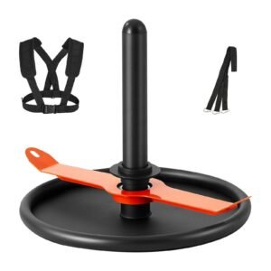 Weight Sled, Steel Power Sled, Fitness Strength Training Sleds for Athletic Exercise Speed Improvement, Workout Fitness Equipment with Harness, Compatible with 2 in Weight Plate, Orange & Black