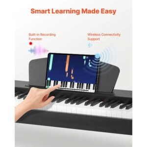 weighted digital piano, 88 keys fully weighted, electric piano dual keyboard & speakers, with sustain pedal, recording function, 238 tones, wireless connection, for beginners, without stand