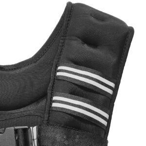 weighted vest, 20 lbs weight vest with reflective stripe, adjustable buckle body weight vest for men women, workout equipment for strength training, running, jogging, fitness, and weight loss