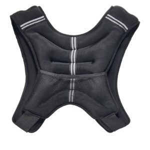 weighted vest, 30 lbs weight vest with reflective stripe, adjustable buckle body weight vest for men women, workout equipment for strength training, running, jogging, fitness, and weight loss