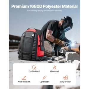 welding backpack, 25.2l welder backpack for tools and helmet, 1680d high density polyester extreme gear pack with helmet bag, multi purpose gear storage bag for welding, outdoor camping, hiking