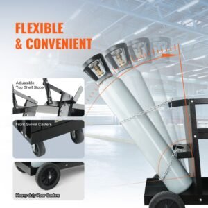 welding cart, 2 tier 4 drawers welder cart with 265 lbs weight capacity, 360° swivel wheels, tank storage safety chains, heavy duty rolling mig welder cart for mig welder and plasma cutter