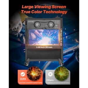 welding helmet auto darkening, 3.66" x 1.69" true color welding hood, solar powered welder mask 2 arc sensors, shade 4/9 13 for tig mig arc weld grinding crius series (matte black)