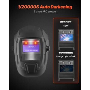 welding helmet auto darkening, 3.66" x 1.69" true color welding hood, solar powered welder mask 2 arc sensors, shade 4/9 13 for tig mig arc weld grinding crius series (matte black)