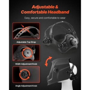welding helmet auto darkening, 3.66" x 1.69" true color welding hood, solar powered welder mask 2 arc sensors, shade 4/9 13 for tig mig arc weld grinding crius series (matte black)