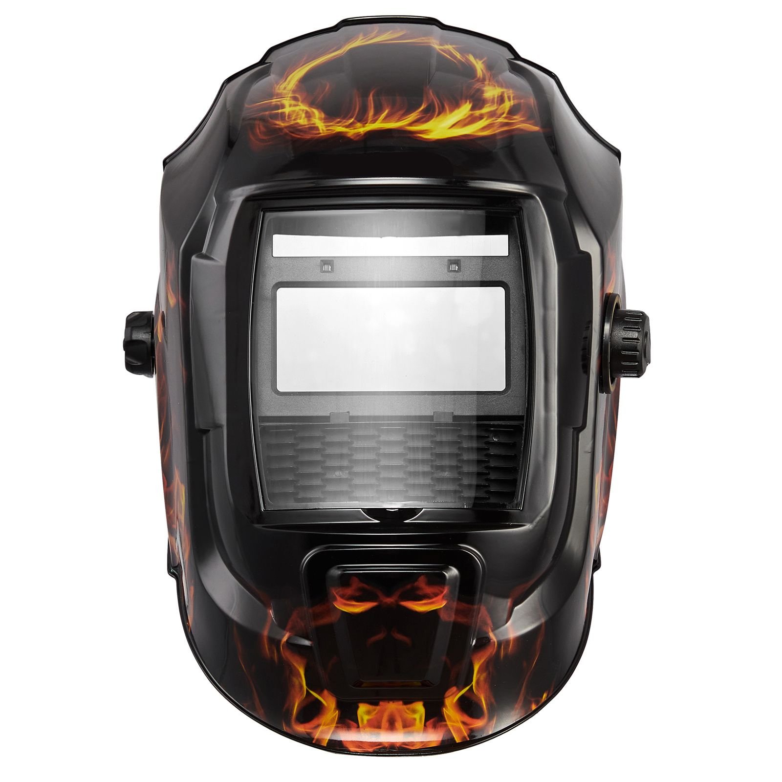 welding helmet auto darkening, 3.66" x 1.69" true color welding hood, solar powered welder mask 2 arc sensors, shade 4/9 13 for tig mig arc weld grinding crius series (yellow flame pattern)