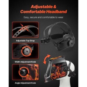 welding helmet auto darkening, 3.66" x 1.69" true color welding hood, solar powered welder mask 2 arc sensors, shade 4/9 13 for tig mig arc weld grinding crius series (yellow flame pattern)