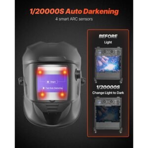 welding helmet auto darkening, 3.94" x 2.34" true color welding hood, solar powered welder mask with 4 arc sensors, wide shade 4/5 9/9 13 for tig mig arc weld grinding cutting metis series