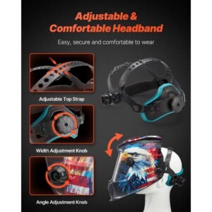 welding helmet auto darkening, 3.94" x 3.15" true color welding hood, 1/1/1/1 solar powered welder mask 4 arc sensors, wide shade 4/5 9/9 13 for tig mig arc weld grinding cutting metis series