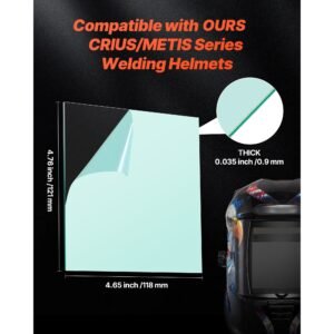 welding helmet outer cover lens, 20pcs 4.76" x 4.65" outside replacement lens, filter protective clear covers compatible with crius/metis series auto darkening welding helmets