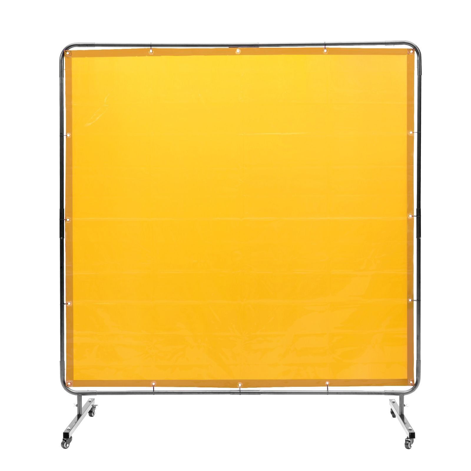 welding screen with frame, 6' x 6' welding curtain screen, flame resistant vinyl welding protection screen on 4 swivel wheel (2 lockable), moveable & professional for workshop/industrial, yellow