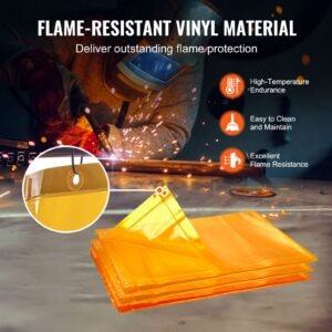 welding screen with frame, 6' x 8' 3 panel welding curtain screens, flame resistant vinyl welding protection screen on 12 swivel wheels (6 lockable), moveable & professional for workshop, yellow