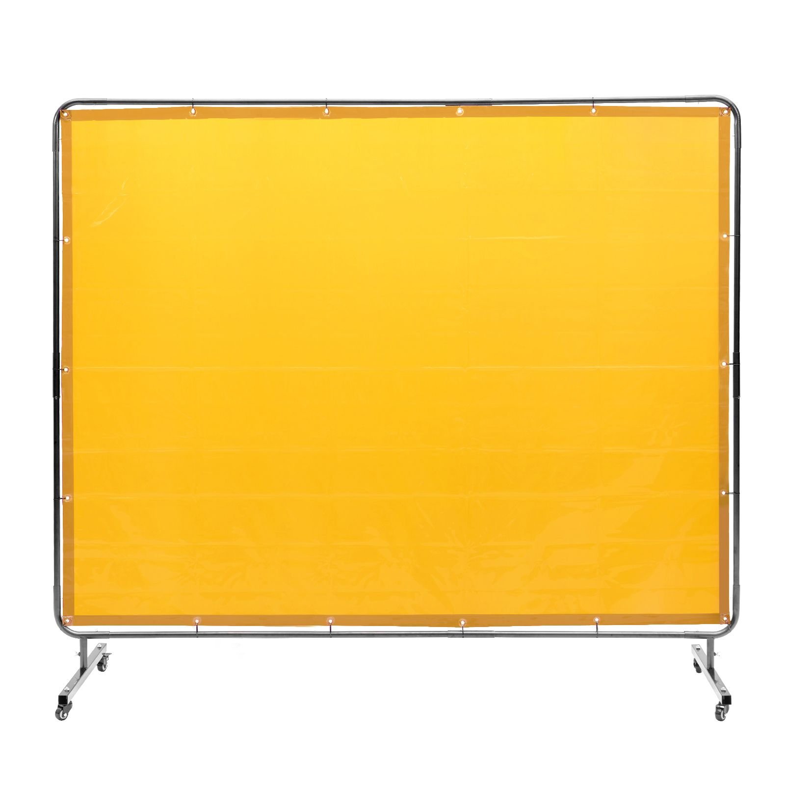 welding screen with frame, 6' x 8' welding curtain screen, flame resistant vinyl welding protection screen on 4 swivel wheel (2 lockable), moveable & professional for workshop/industrial, yellow