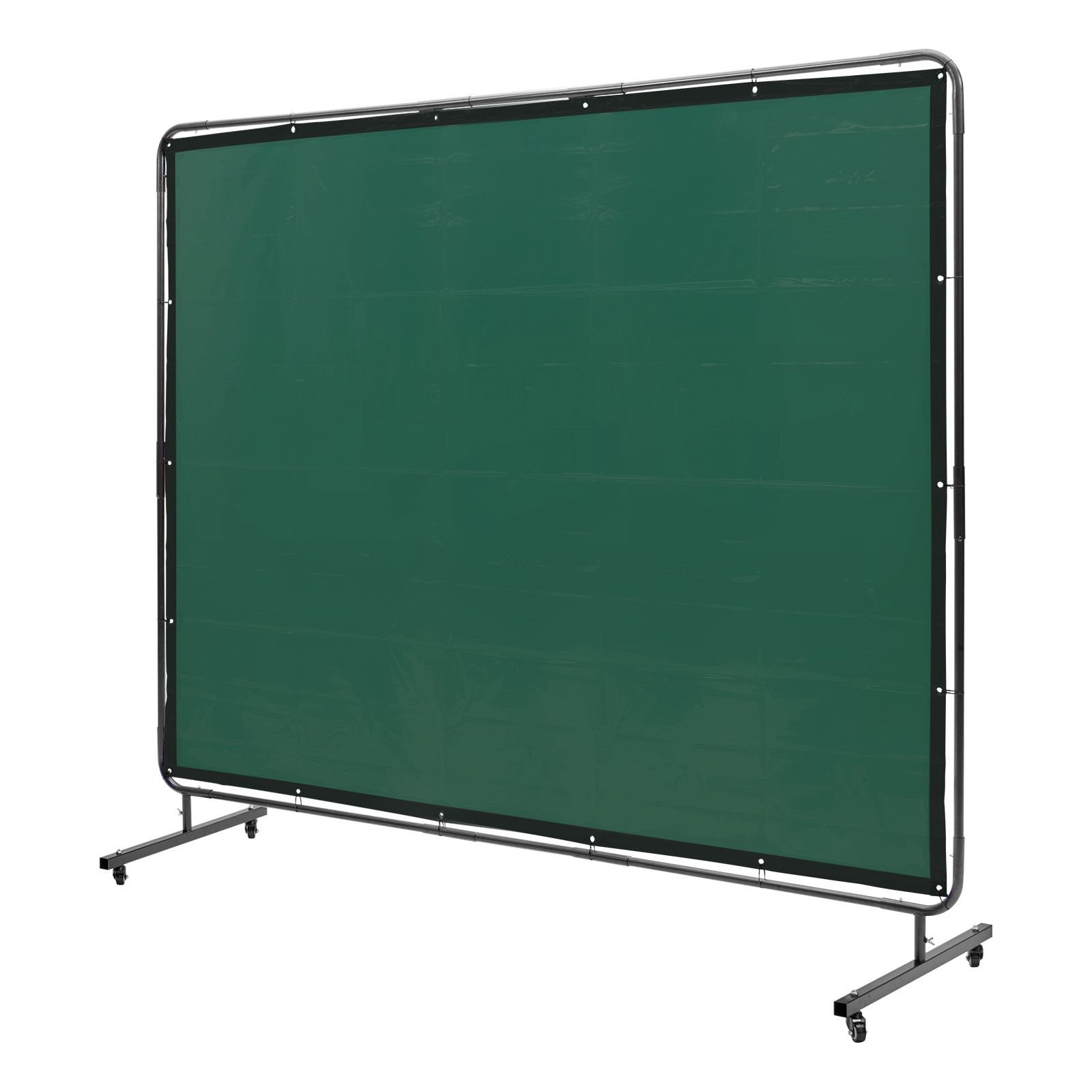 welding screen with frame, 6' x 8' welding curtain screen, flame resistant vinyl welding protection screen on 4 swivel wheels (2 lockable), moveable & professional for workshop/industrial, green