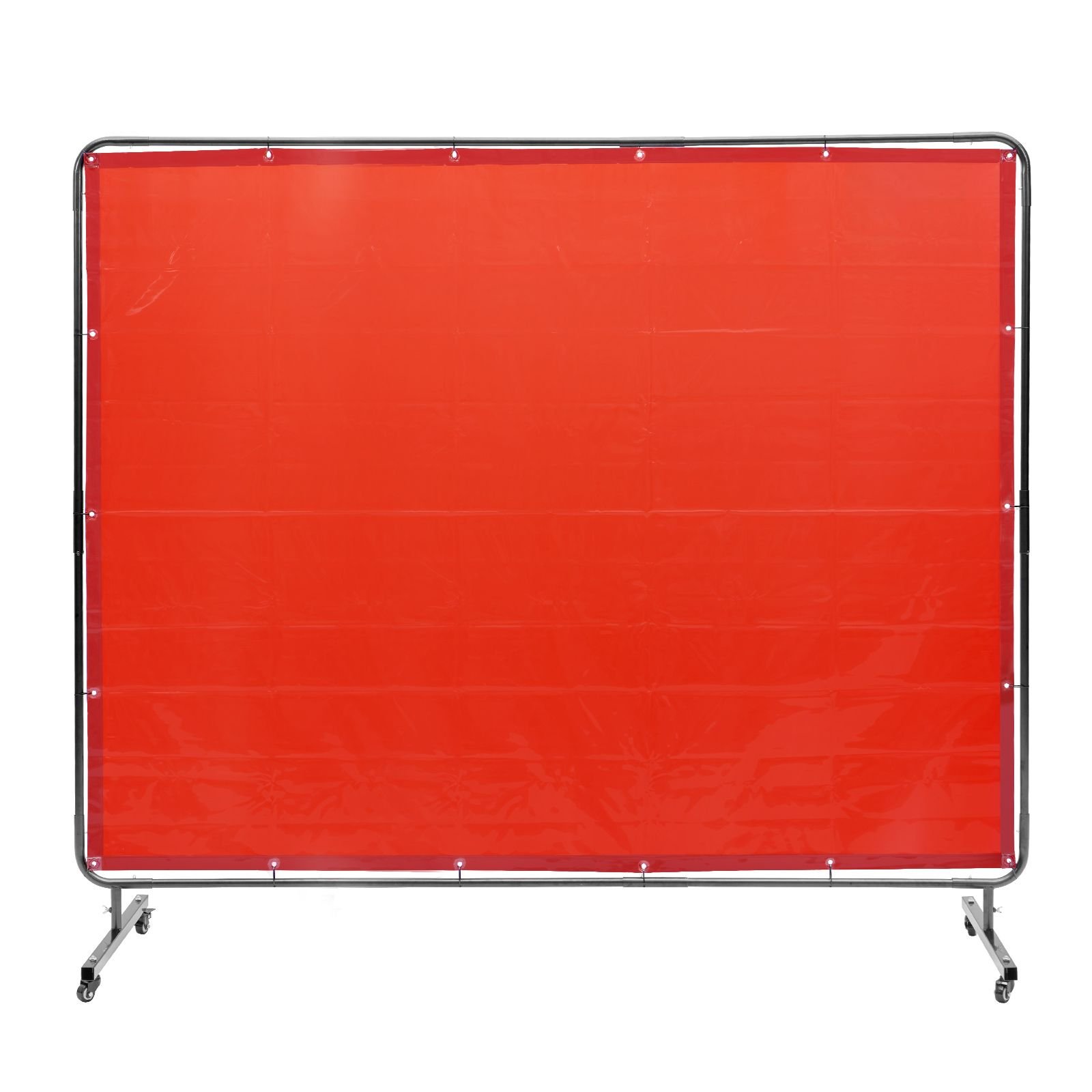 welding screen with frame, 6' x 8' welding curtain screen, flame resistant vinyl welding protection screen on 4 swivel wheels (2 lockable), moveable & professional for workshop/industrial, red