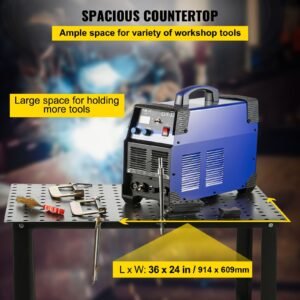 welding table 36" x 24", 800lbs capacity welding workbench table, heavy duty work bench with 0.63" fixture holes and non slip foot pads for welding assembly repair works
