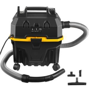 Wet Dry Vac, 4 Gallon, 5 Peak HP, 3 in 1 Shop Vacuum with Blowing Function Portable Attachments to Clean Floor, Upholstery, Gap, Car, ETL Listed, Black/Yellow