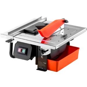 wet tile saw, 7 inch 65mn steel blade, 3500 rpm induction motor, tile cutter wet saw with water reservoir, 0 45 degrees miter angle for cutting tiles and stones, for diy enthusiasts