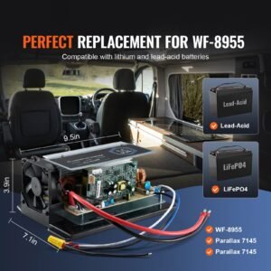 wf 8955 ad mba main board assembly, 55 amp, three stage rv power converter replacement unit, compatible with lithium lead acid battery, fit for wf 8955, parallax 7145 & 7145 series converters