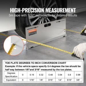 Wheel Alignment Tool, 2-Pack Alignment Tool Toe Plates, Stainless Steel Toe Angle Measurement Tool Plate, 4 Alignment Rods and Magnetic Slots, Includes Measuring Tapes & Conversion Chart