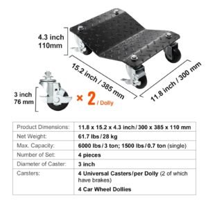 wheel dolly, 6000 lbs/2722 kg car moving dolly, wheel dolly car tire stake set of 4 piece, heavy duty car tire dolly cart moving cars, trucks, trailers, motorcycles, and boats