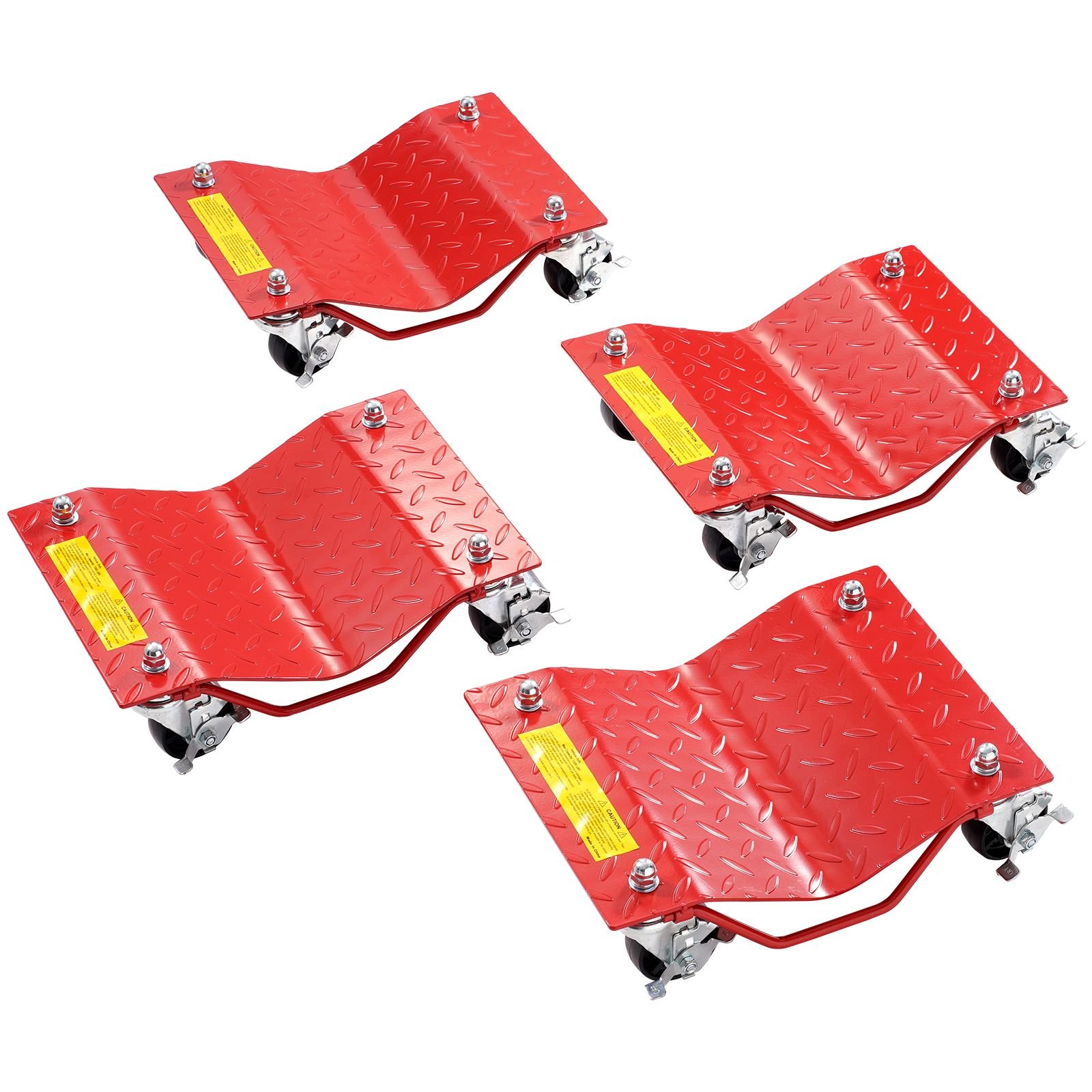 wheel dolly, 8000 lbs capacity heavy duty steel car mover, wheel dolly car tire stake set with brakes, vehicle moving cart moving cars, trucks, trailers, motorcycles, and boats, set of 4, red