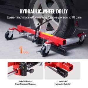 wheel dolly, max capacity 1500 lbs car dolly, car jack dolly lifter with 360° rotatable wheels, heavy duty vehicle positioning hydraulic tire jack, for vehicle car auto repair moving