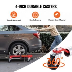 wheel dolly, max capacity 1500 lbs car dolly, car jack dolly lifter with 360° rotatable wheels, heavy duty vehicle positioning hydraulic tire jack, for vehicle car auto repair moving