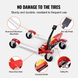 wheel dolly, max capacity 1500 lbs car dolly, car jack dolly lifter with 360° rotatable wheels, heavy duty vehicle positioning hydraulic tire jack, for vehicle car auto repair moving