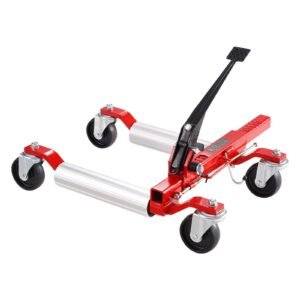 wheel dolly, max capacity 1500 lbs car dolly, car jack dolly lifter with 360° rotatable wheels, heavy duty vehicle positioning ratchet tire jack, for vehicle car auto repair moving