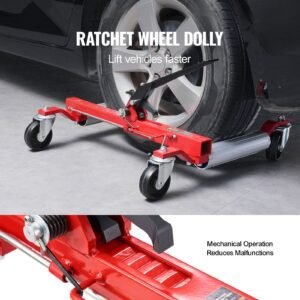 wheel dolly, max capacity 1500 lbs car dolly, car jack dolly lifter with 360° rotatable wheels, heavy duty vehicle positioning ratchet tire jack, for vehicle car auto repair moving