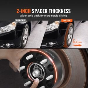 wheel spacers, 2" 6"x5.3" wheel adapters, 6 lug forged spacer, 87.1 mm bore hubcentric m14 x2 studs spacers, fit for ford expedition, f150, lincoln navigator, 4 pcs black