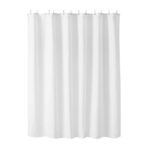 White Fabric Shower Curtain, 240 GSM Weighted Waffle Shower Curtains, Polyester Curtain with Rust-Resistant Hooks, Machine Washable & Water Repellent, for Bathroom Showers, Bath Tubs, 72x72 in