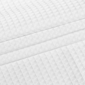 white fabric shower curtain, 240 gsm weighted waffle shower curtains, polyester curtain with rust resistant hooks, machine washable & water repellent, for bathroom showers, bath tubs, 72x72 in