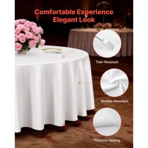white round tablecloths 10 pack, 120 inches in diameter, stain & wrinkle resistant, machine washable table clothes, polyester fabric table covers for wedding, party, banquet, formal events
