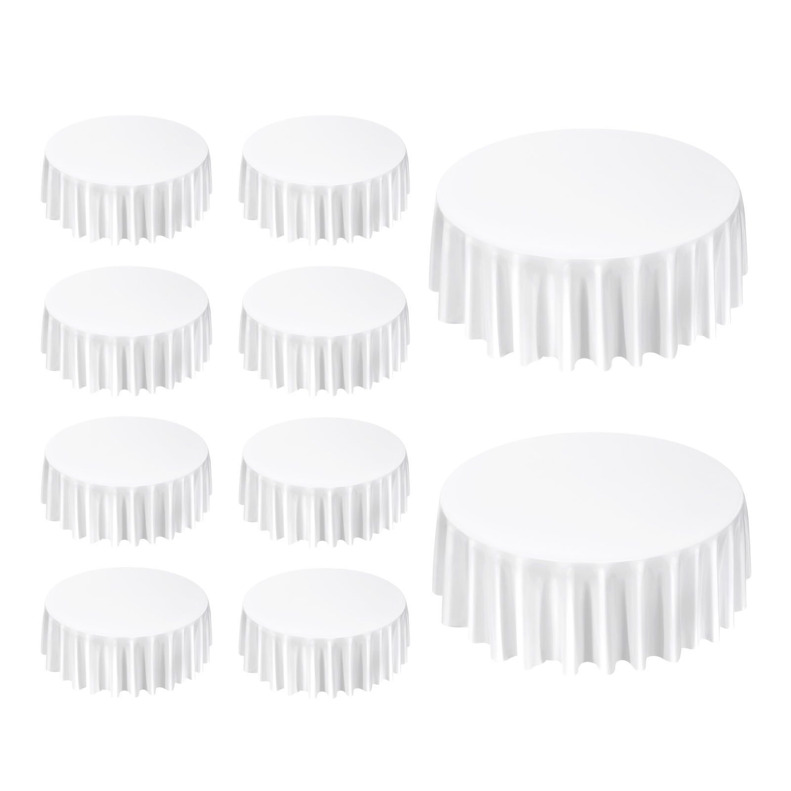 white round tablecloths 10 pack, 120 inches in diameter, stain & wrinkle resistant, machine washable table clothes, polyester fabric table covers for wedding, party, banquet, formal events