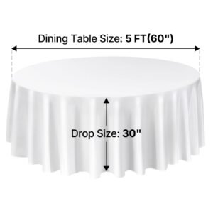 white round tablecloths 2 pack, 120 inches in diameter, stain & wrinkle resistant, machine washable table clothes, polyester fabric table covers for wedding, party, banquet, formal events