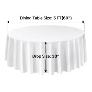 white round tablecloths 6 pack, 120 inches in diameter, stain & wrinkle resistant, machine washable table clothes, polyester fabric table covers for wedding, party, banquet, formal events