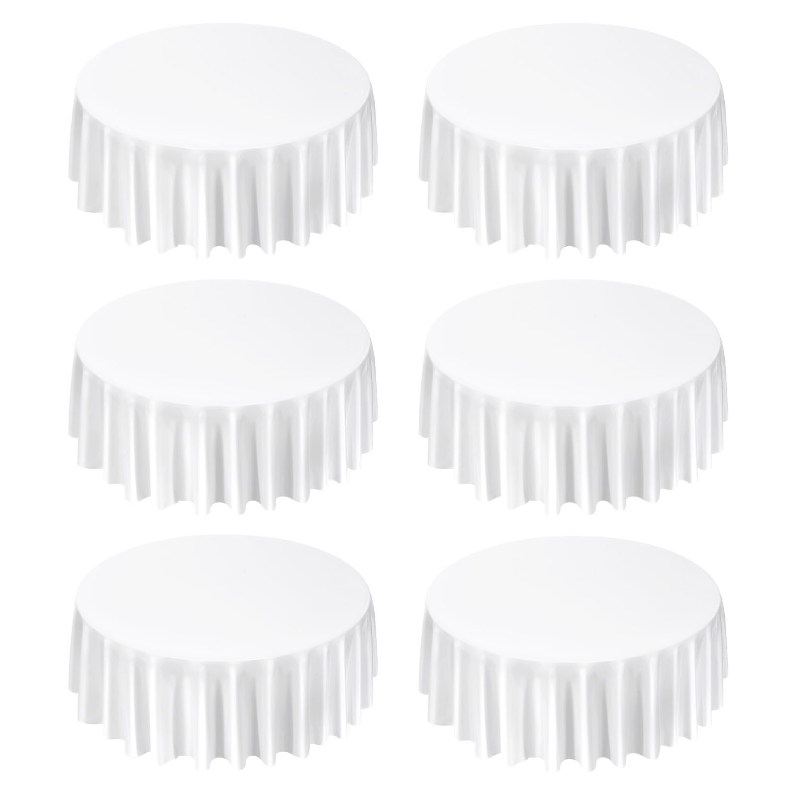 white round tablecloths 6 pack, 120 inches in diameter, stain & wrinkle resistant, machine washable table clothes, polyester fabric table covers for wedding, party, banquet, formal events