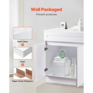 white shaker base cabinet, 30 inch unassembled sink base cabinet, 30" w x 24" d x 34.5" h ready to assemble cabinet with soft close doors and adjustable shelf, for home office