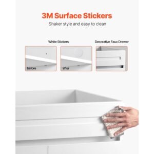 white shaker base cabinet, 30 inch unassembled sink base cabinet, 30" w x 24" d x 34.5" h ready to assemble cabinet with soft close doors and adjustable shelf, for home office