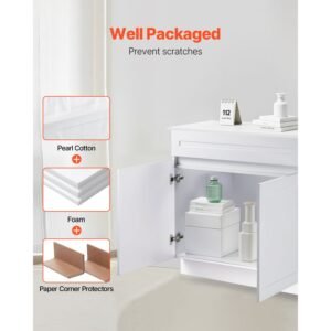 white shaker base cabinet, 36 inch unassembled sink base cabinet, 36" w x 24" d x 34.5" h ready to assemble cabinet with soft close doors and adjustable shelf, for home office