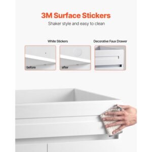 white shaker base cabinet, 36 inch unassembled sink base cabinet, 36" w x 24" d x 34.5" h ready to assemble cabinet with soft close doors and adjustable shelf, for home office