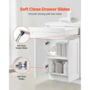 white shaker base cabinet with drawer, 24 inch unassembled drawer base cabinet, 24" w x 24" d x 34.5" h ready to assemble cabinet with soft close doors and adjustable shelf, for home office