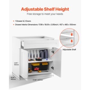 white shaker base cabinet with drawer, 36 inch unassembled drawer base cabinet, 36" w x 24" d x 34.5" h ready to assemble cabinet with soft close doors and adjustable shelf, for home office