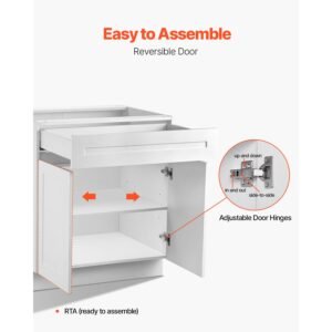 white shaker base cabinet with drawer, 36 inch unassembled drawer base cabinet, 36" w x 24" d x 34.5" h ready to assemble cabinet with soft close doors and adjustable shelf, for home office